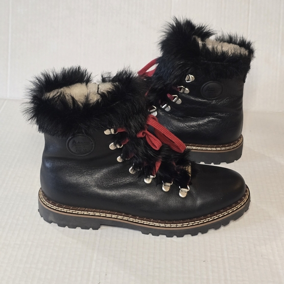 Ammann Shoes - Ammann Splugen Lambsfur Boots Women's Size 38 Black Leather Fur Alpine